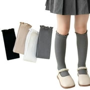 Esaierr Kids Girls Knee High Socks for Toddler Girls Socks Uniform Solid Colour Long Stockings for 3-12Y